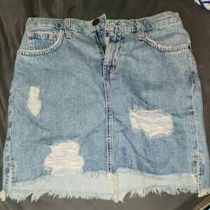 Current/Elliott Light Blue Distressed Mini Skirt